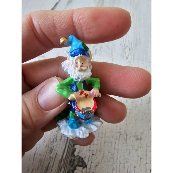 Enesco elf drums mini pewter North Pole village figurine Xmas zimnicki - Picture 7 of 8